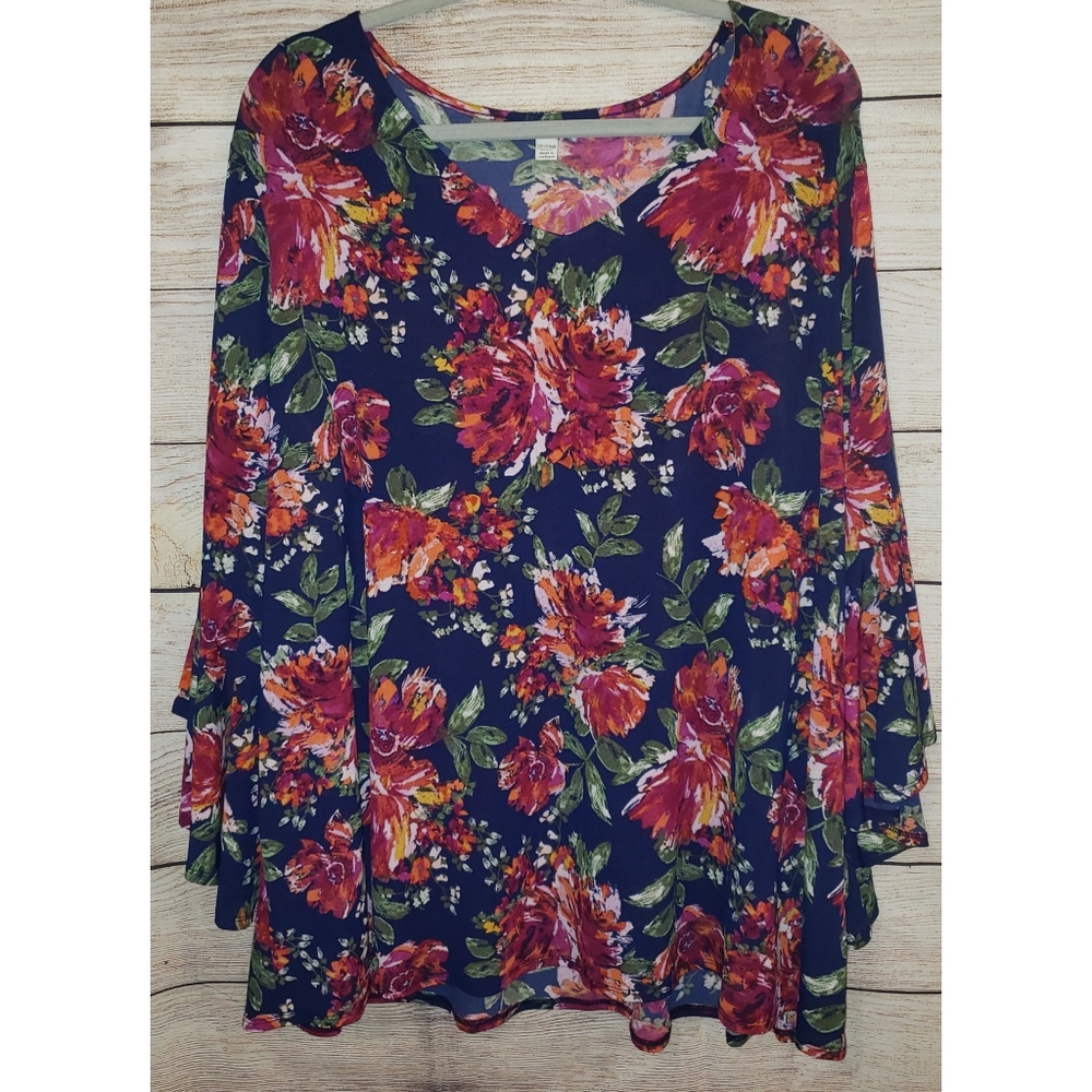 Cato Floral Ruffle Bell Steve Top Size 22/24